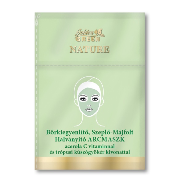 Golden GREEN Nature Bőrkiegyenlítő,Szeplő Halványító Tablettás Fátyol Arcmaszk Aktiváló Szérummal 1db
