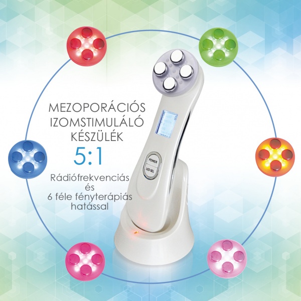 Mezoporációs 5:1 Rádiófrekvenciás Kozmetikai Kezelő Gép 6 Féle Fényterápiával Wd-6813