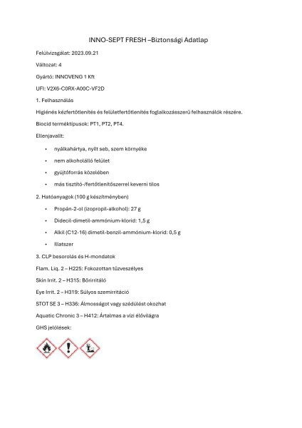 Innosept Fertőtlenítő Fresh Oldat 1000 ml